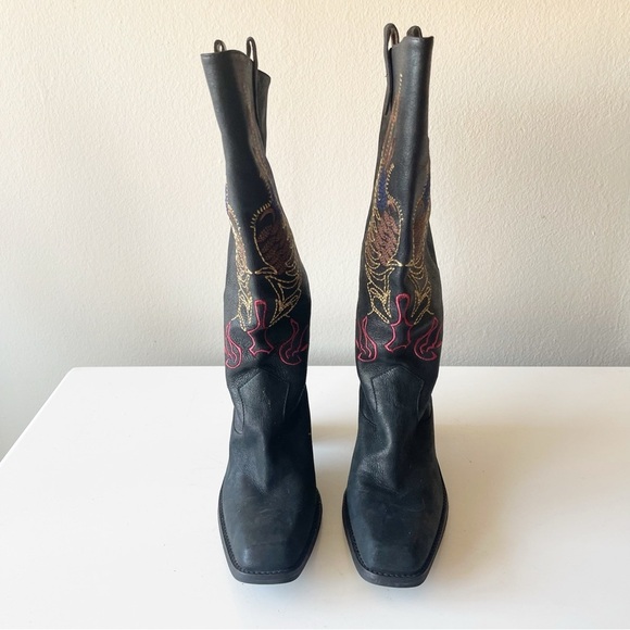 GIANNI BINI Western Boots black with Wing design size 6 - Picture 6 of 11